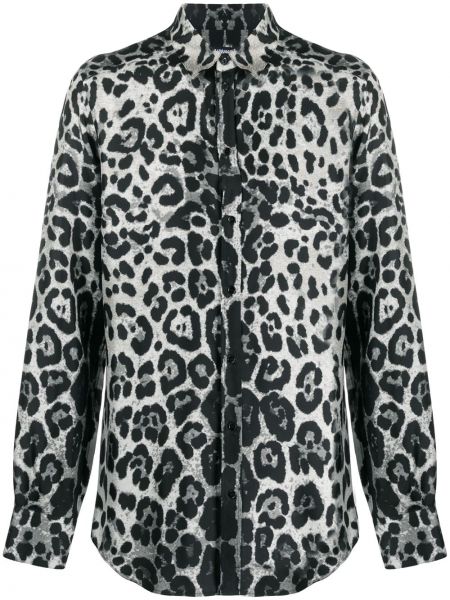 Camisa con estampado leopardo Dolce & Gabbana gris