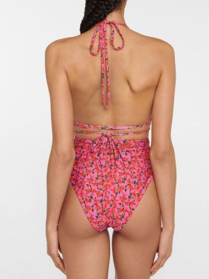 Bikini z visokim pasom s cvetličnim vzorcem Magda Butrym roza