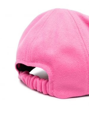 Haftowana czapka z daszkiem wełniana z kaszmiru Patou różowa