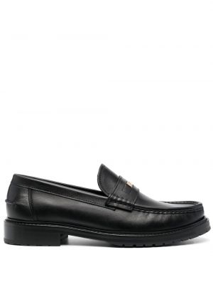 Skinn loafers Moschino svart