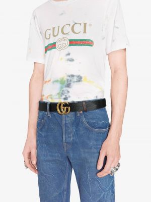 Pasek skórzany na sprzączkę dwustronny Gucci