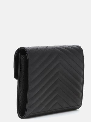 Kožna clutch torbica Saint Laurent crna
