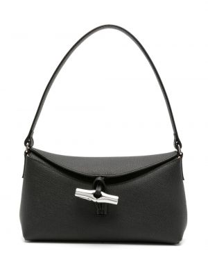 Usnjena torbica za čez ramo Longchamp črna