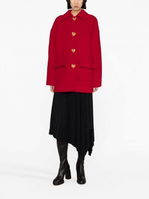 Kabát s knoflíky se srdcovým vzorem Moschino červený