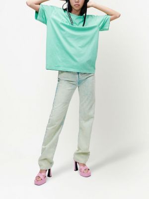 Kokvilnas t-krekls ar apdruku Karl Lagerfeld Jeans zaļš