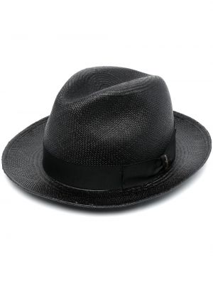 Šiaudinė skrybelė su lankeliu Borsalino juoda