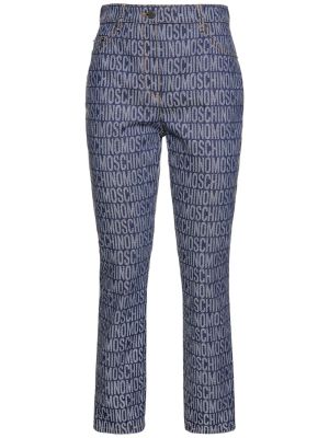 Žakárové džínsy s rovným strihom Moschino modrá