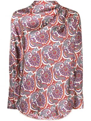 Jedwabna bluzka z nadrukiem z wzorem paisley Alberto Biani fioletowa
