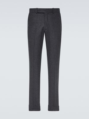 Slim fit vlněné klasické kalhoty Polo Ralph Lauren šedé
