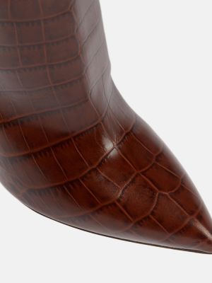 Botas altas de cuero de estampado de serpiente Paris Texas marrón
