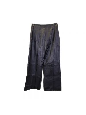Spodnie skórzane Oscar De La Renta Pre-owned czarne