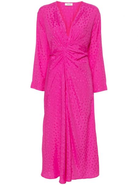 Μίντι φόρεμα ζακάρ Sandro ροζ