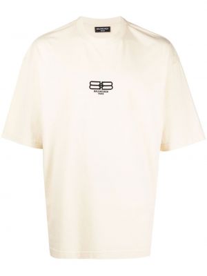 T-shirt z nadrukiem bawełniane z krótkim rękawem Balenciaga - biały