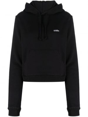 Pamučna hoodie s kapuljačom s vezom 032c crna