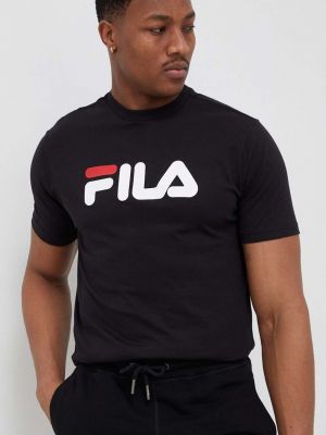 Koszulka bawełniana z nadrukiem Fila czarna