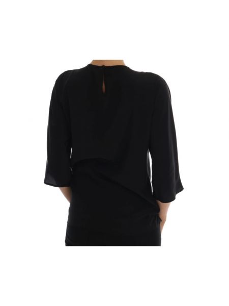 Blusa de seda de cristal Dolce & Gabbana negro