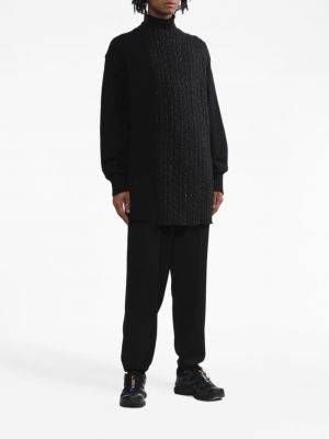 Pull en tricot à col montant Yohji Yamamoto noir