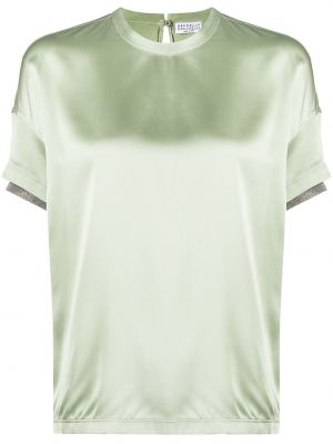 Satynowa bluzka Brunello Cucinelli zielona