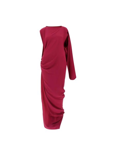 Jedwabna sukienka długa asymetryczna drapowana Rick Owens fioletowa