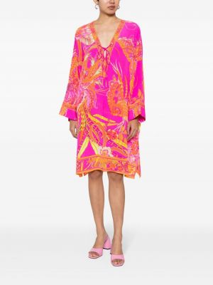 Hedvábné šaty s potiskem s abstraktním vzorem Camilla