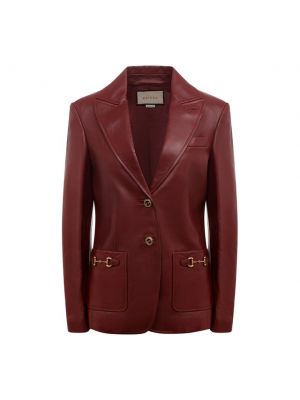 Кожаный пиджак Gucci бордовый