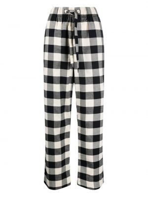 TEKLA flannel gingham check pajama pants - Nero