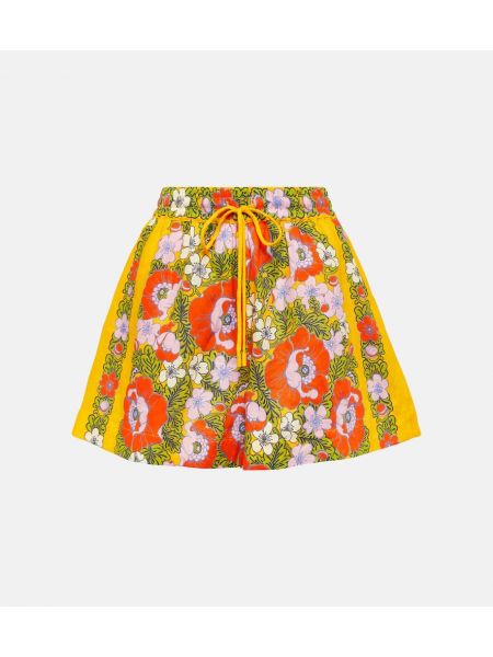 Pantalones cortos de lino de flores Alemais naranja