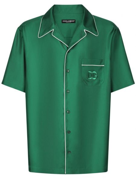 Svilena košulja s vezom Dolce & Gabbana zelena