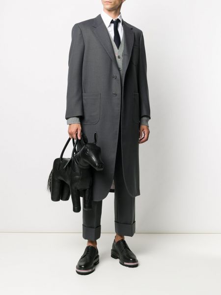 Oversized kabát relaxed fit Thom Browne šedý