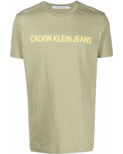 Тениска с кръгло деколте Calvin Klein Jeans зелено