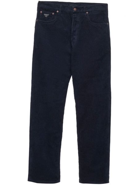 Menčestrové džínsy bežného strihu Prada modrá