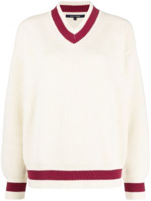 Volneni pulover s črtami z v-izrezom Sofie D'hoore bordo