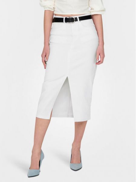 Priliehavá džínsová sukňa Only biela