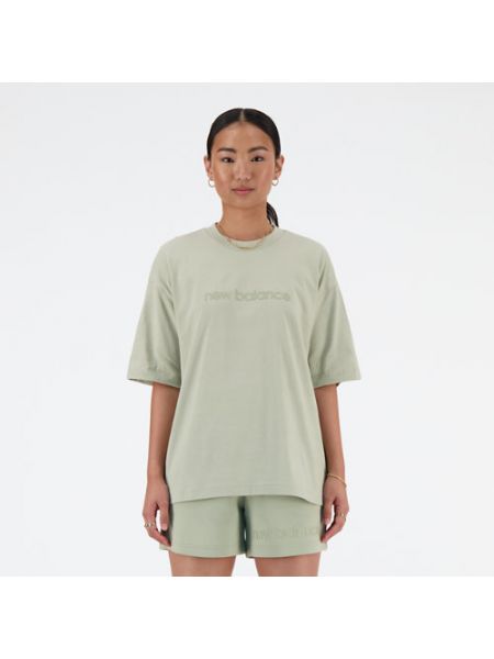 T-shirt en coton en jersey oversize New Balance vert