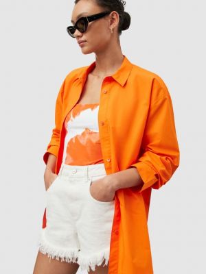 Koszula bawełniana relaxed fit Allsaints pomarańczowa