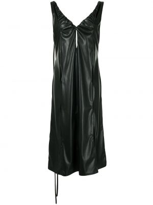 Kožna midi haljina Boyarovskaya crna
