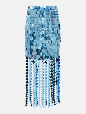 Midi sukně s flitry z nylonu Jonathan Simkhai - modrá