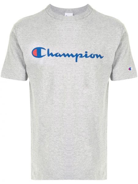 Camiseta con estampado de cuello redondo Champion gris