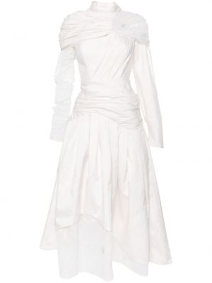 Drapiruotas asimetriškas vakarinė suknelė Gaby Charbachy balta