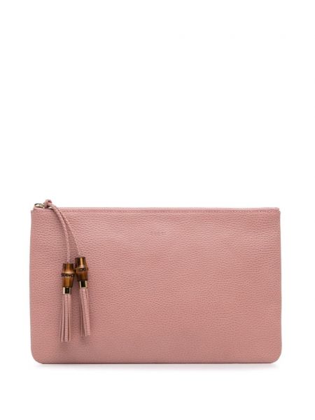 Бамбукови кожени чанта тип „портмоне“ Gucci Pre-owned розово