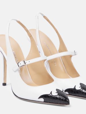Кожени полуотворени обувки от лакирана кожа с отворена пета Alessandra Rich бяло