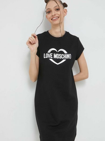 Bavlněné mini šaty Love Moschino - černá