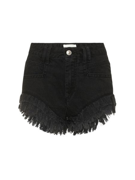 Bavlněné džínové šortky s páskem Isabel Marant Etoile - černá
