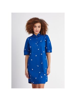 Mini vestido con bordado manga corta Icode azul