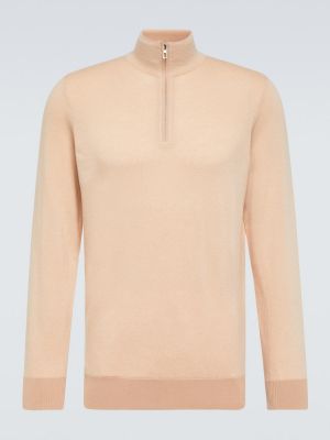Kašmírový svetr na zip Loro Piana růžový