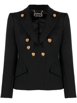 Fiskebeinsmønster lang blazer Elisabetta Franchi svart