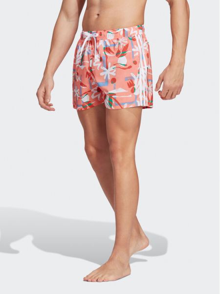 Virágos rövidnadrág Adidas narancsszínű