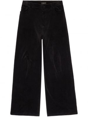 Bavlněné sametové rovné kalhoty Balenciaga černé