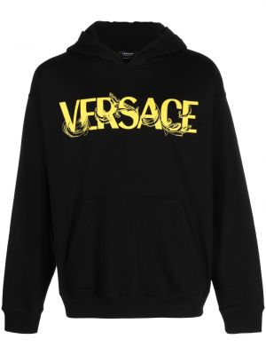 Raštuotas medvilninis džemperis su gobtuvu Versace