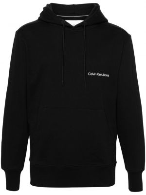 Bombažna jopa s kapuco s potiskom Calvin Klein Jeans črna